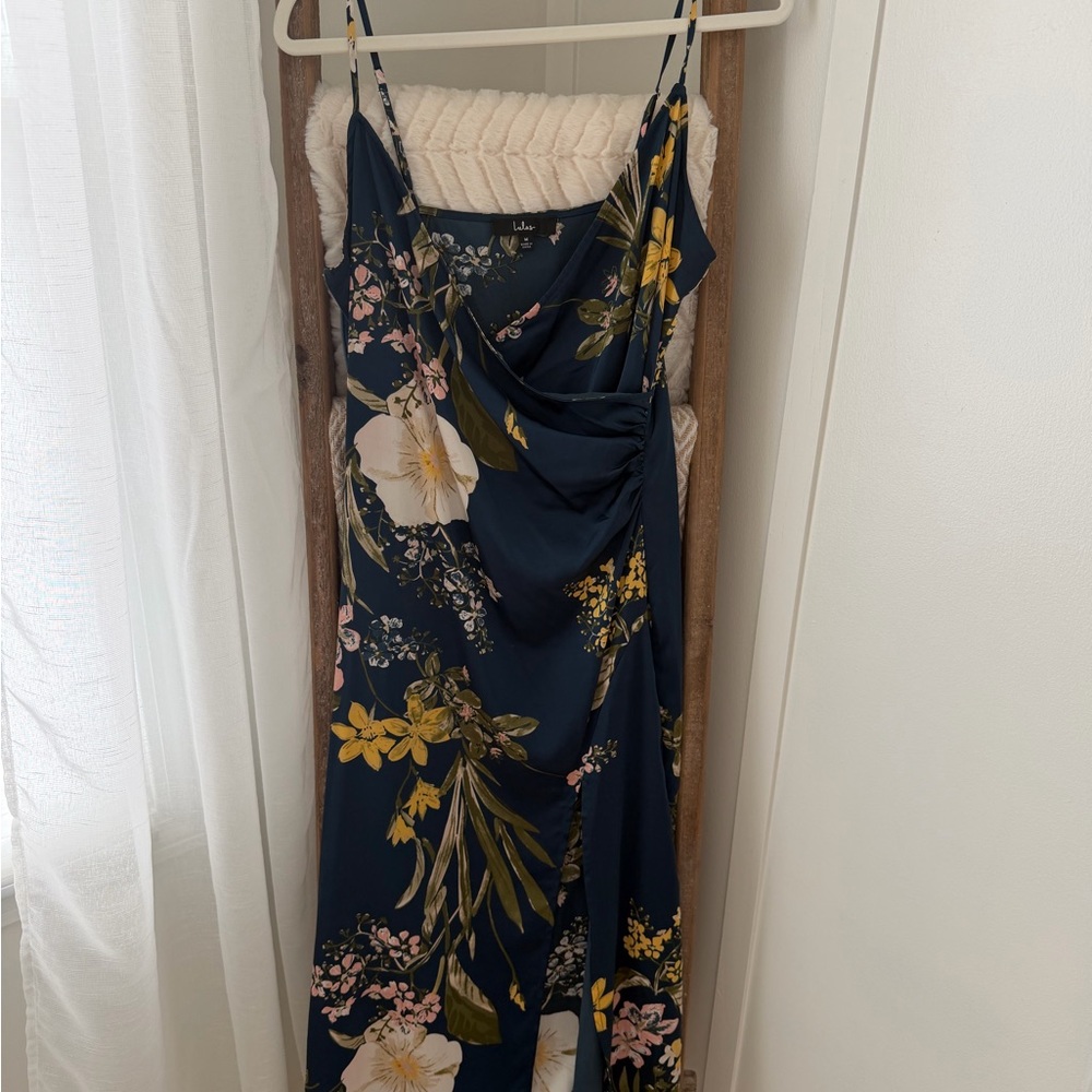 Lulu's Navy Floral Midi Dress